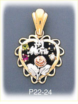 14K Tri Color Gold #1 Mom Heart Gemstones Charm