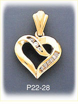 14K Gold CZ Heart Charm