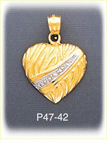 14K Two Color Gold Heart Charm