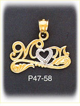14K Two Color Gold Mom Charm