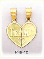 14Kt Gold Te Amo Breakaway Heart Charm