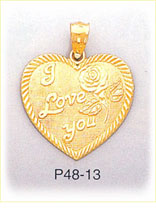 14Kt Gold I Love You Heart Charm