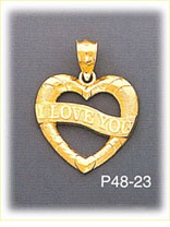 14K Gold I Love You Heart Charm