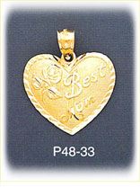 14Kt Gold Best Mom Heart Charm