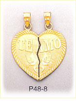 14Kt Gold Te Amo Heart Charm