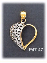 14Kt Gold Two Color Heart Charm