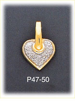 14Kt Two Color Gold Diamond Cut Heart Charm