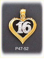 14K Two Color Gold 16 Heart Charm