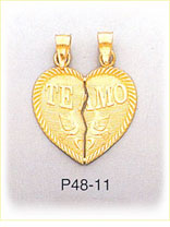 14K Gold Te Amo Breakaway Heart Charm