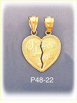 14K Yellow Gold I Love You Heart Breakaway Charm