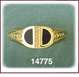 14K Gold Onyx Ring W/Gold Bead Detail