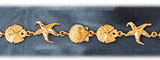 14K Gold Sea Shell, Starfish & Sand Dollar Nautical Bracelet