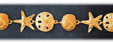 14K Gold Scalloped Shell, Sea Star, Sand Dollar Nautical Bracelet