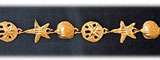 14K Gold Scalloped Seashell. Sea Star & Sand Dollar Nautical Bracelet
