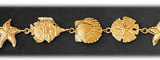 14K Gold Starfish, Fish, Shells & Sand Dollar Nautical Bracelet
