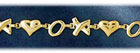 14K Gold Hugs & Kisses W/Hearts Bracelet