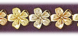 14K Tri Color Gold Plumeria Flowers Bracelet