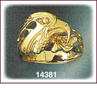 14K Gold Eagle Men's Ring