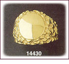 14K Gold Nugget Round Signet Ring