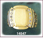 14K Gold Oval CZ Signet Ring