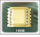 14K Gold Square CZ Signet Ring