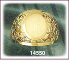 14K Gold Round CZ Signet Ring