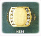 14K Gold Oval CZ Signet Ring For Men