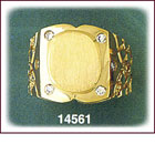 14K Gold Oval Mens CZ Signet Ring