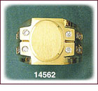 14Kt Gold Oval Mens CZ Signet Ring
