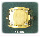 14Kt Gold Mens Oval CZ Signet Ring