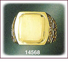 14K Gold Rectangle CZ Signet Ring