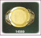14Kt Gold Round CZ Signet Ring