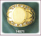 14K Gold Oval CZ Men