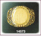 14K Gold Oval CZ Mens Signet Ring