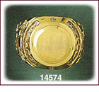 Mens 14K Gold Round CZ Signet Ring