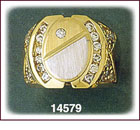 14K Two Tone Gold Oval CZ Signet Ring