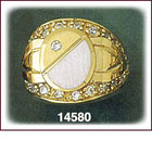 14Kt Two Tone Gold Oval CZ Signet Ring
