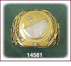 14Kt Two Color Gold Round CZ Signet Ring
