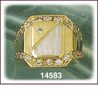 14K Two Tone Gold Square CZ Signet Ring