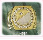 14Kt Two Tone Gold Round CZ Signet Ring