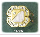 14Kt Two Tone Gold Square CZ Signet Ring