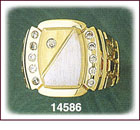 14K Two Tone Gold Rectangle CZ Signet Ring