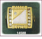 Men's 14Kt Two Tone Gold Square CZ Signet Ring