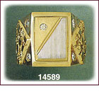14Kt Two Tone Gold Rectangle CZ Signet Ring