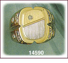 Mens 14Kt Two Tone Gold Oval CZ Signet Ring
