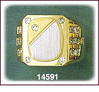14K Two Tone Gold Oval CZ Signet Ring For Men