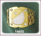 14K Two Tone Gold Oval Mens CZ Signet Ring