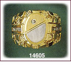 14K Two Tone Gold Oval CZ Men
