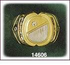 14K Two-Tone Gold Oval CZ Signet Ring