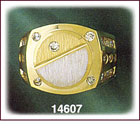 14Kt Two Tone Gold Round CZ Signet Ring For Men